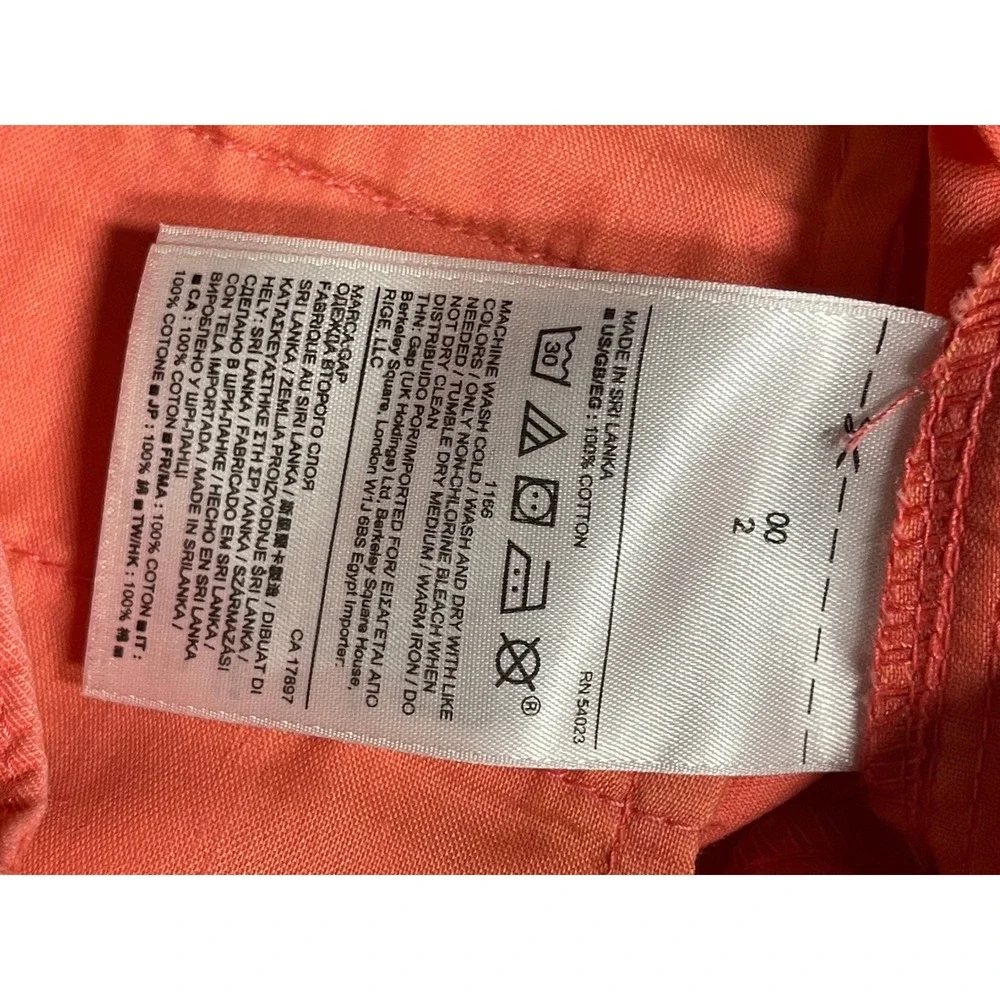 Gap Womens Coral Pink Chino Shorts Size 00‎ Cotton Twill Flat Front Mid Rise